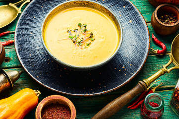 Autumn pumpkin cream soup