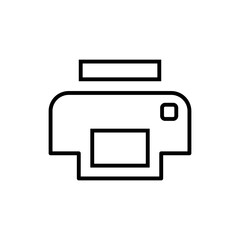 Simple printer icon in black. Printing concept on white, background. Trendy flat isolated symbol, sign used for: illustration, outline, logo, mobile, app, design, web, dev, ui, ux, gui. Vector EPS 10