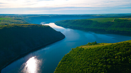 canyon river islands cliff top view