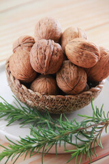 walnut fruit in a hard brown shell