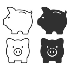 Set of piggy bank icon. Money saving, economy, investment, banking or business services concept. Vector illustration.