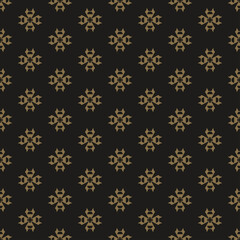 Background pattern with decorative ornaments on a black background, wallpaper. Seamless pattern, texture. Vector illustration