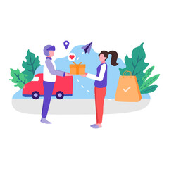 Gift Delivery service Flat Illustration