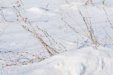 Snowdrifts in the winter Park on a Sunny day.
