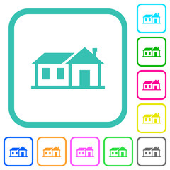 Family house vivid colored flat icons
