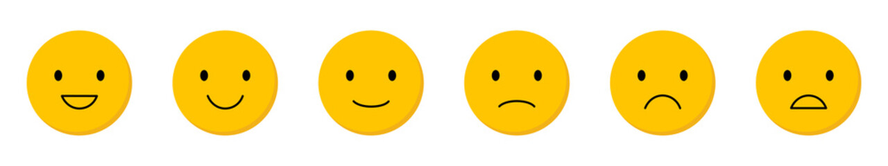 Vector emoticons set with different reactions