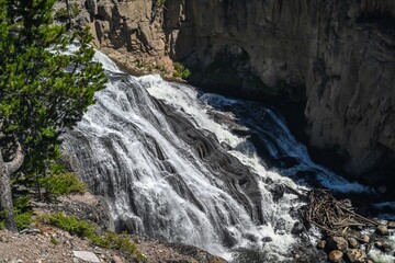 A narrow stream of water in Yellowstone National Park, Wyoming