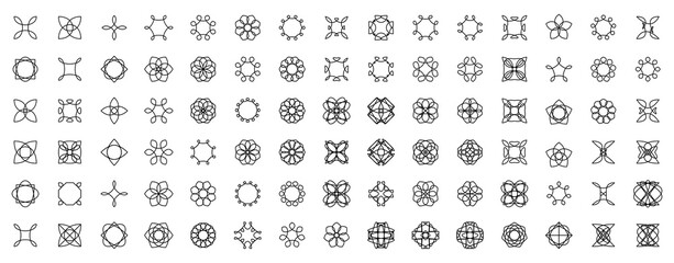 Set of geometric flat decorative elements. Linear patterns. Vector decor.