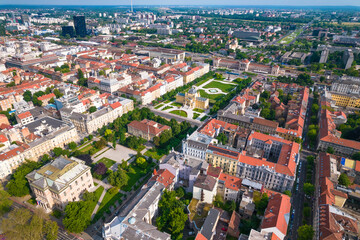 Lenuci Horseshoe. Green zone of Zagreb historic city center aerial view