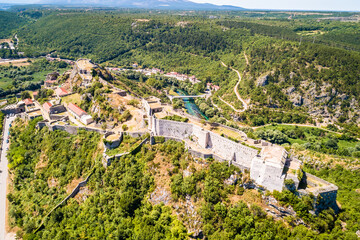 Knin fortress on the rock aerial view