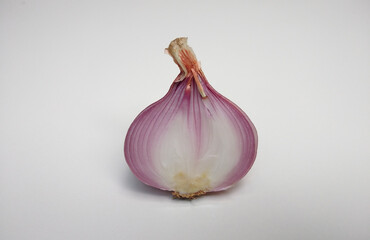 sliced onion isolated on white background, fresh vegetables