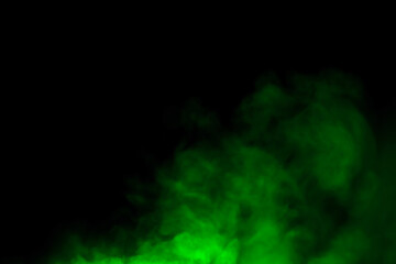 green smoke steam isolated white background