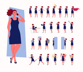 Business woman character set. Vector color illustration in flat cartoon style.