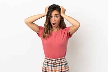 Young woman over isolated background doing nervous gesture