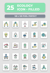 Ecology Environment Filled Style Icon Collection Set