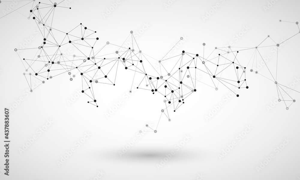 Poster connections dots with lines. triangles shapes vector background. shape science research element desi