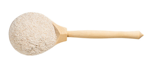 top view of spoon with whole-grain wheat flour