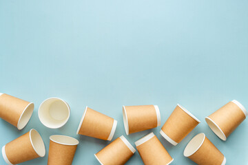 A lot of paper cups for take away coffee or tea