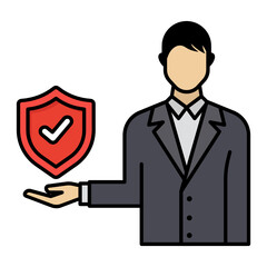 Public Adjuster Avatar Vector Color Icon Design, Financial loss Protection Symbol, Risk management Sign, Policyholder Character Stock illustration, Insurance Agent Concept