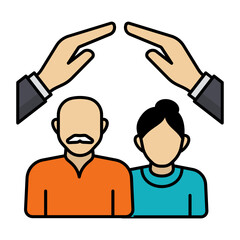 Social protection Vector Color Icon Design, Financial loss Protection Symbol on white background, Risk management Sign, Insurance for Seniors Concept, old age home stock illustration