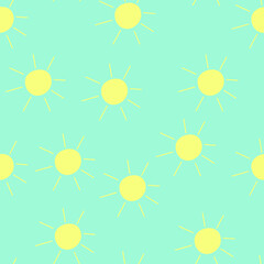 seamless pattern sky with suns drawn in doodle style