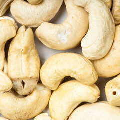 raw cashew seeds close up