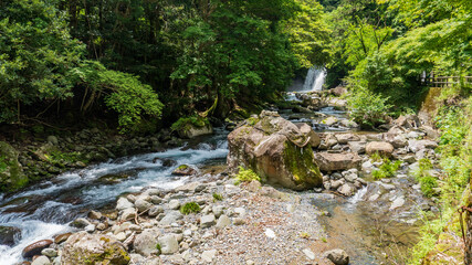 ”大岩成就の岩”と”初景滝”／七つの滝がある”河津七滝（Kawazu Nanadaru）”／静岡県賀茂郡河津町（伊豆半島ジオパーク、富士箱根伊豆国立公園）