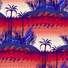Fototapeta na wymiar Tropical Islands Seamless Pattern.