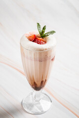 milkshake with strawberries and chocolate