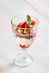 summer dessert with strawberries and chocolate
