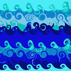 Fototapeta na wymiar Waves Seamless Pattern. 