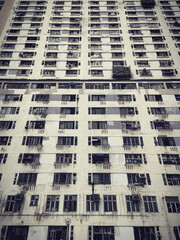 Exterior of apartment building; Public Housing Estate in Hong Kong