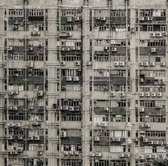 Exterior of apartment building; Black and White style - obrazy, fototapety, plakaty