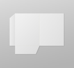 Paper pocket folder mockup realistic vector illustration isolated on background.