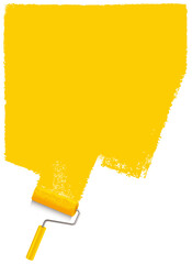yellow paint strokes with paint roller - 437887475