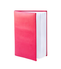 A red notebook with white pages isolated on a white background. Education concept, back to school concept. 