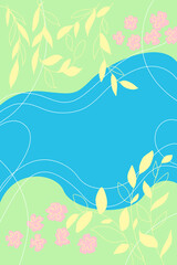 Fototapeta na wymiar Abstract background with water herbs and flowers.