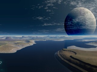 Beautiful and inspirational science fiction moon landscape