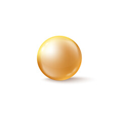 Yellow golden glass bead, realistic vector illustration isolated on white.