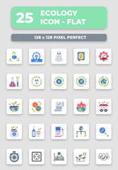Ecology Environment Flat Style Icon Collection Set