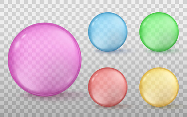 Set of colorful glass beads templates, realistic vector illustration isolated.