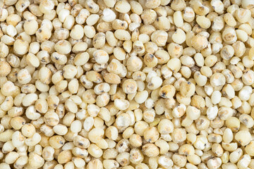 background - many raw polished Sorghum groats