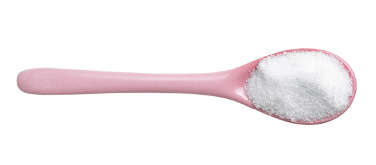 erythritol sugar substitute in pink ceramic spoon
