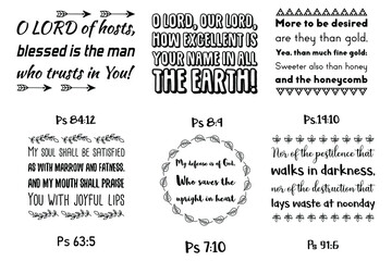 Set of Bible verses. Christian Quotes and Scripture sayings 
