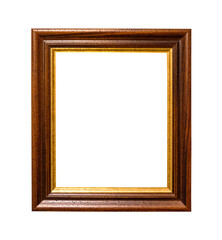 old wide dark brown wooden picture frame isolated
