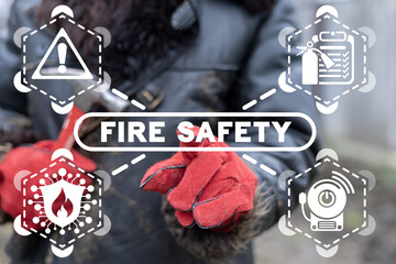 Industry concept of fire safety. Fire guard automation industrial alarm system.