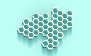 3d Abstract blue and white 3d honeycomb background illustration