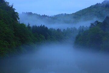 岩手県西和賀町　新緑の錦秋湖