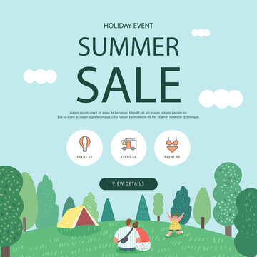 Summer Shopping Event Illustration. Banner
