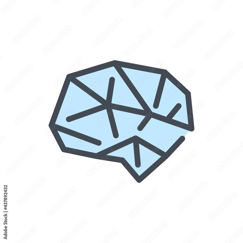 Poster artificial intelligence brain color line icon. neurally connected brain vector outline colorful sign